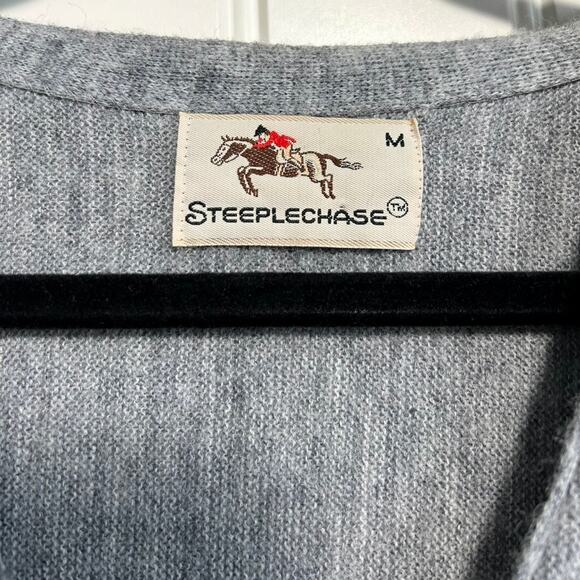 Vintage Steeplechase Gray Wool Cardigan M Academia Preppy Collegiate Sweater - Picture 5 of 13